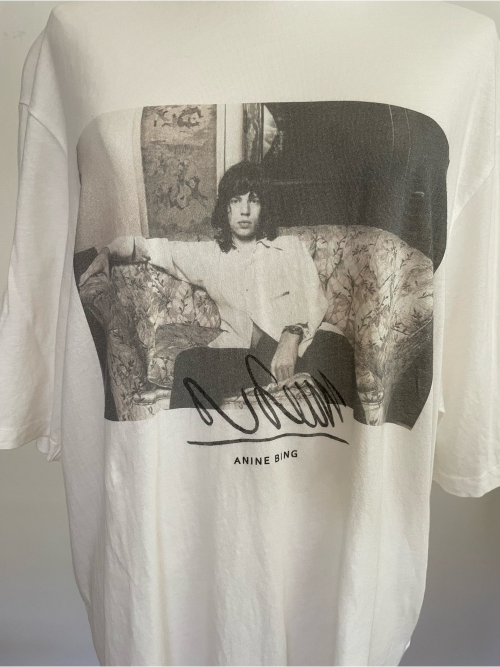 Anine Bing Mick Jagger Photo-Print Graphic White Oversized Tee Medium - Picture 6 of 12